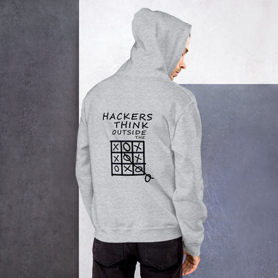 Hackers think outside the box - Unisex Hoodie (black text)