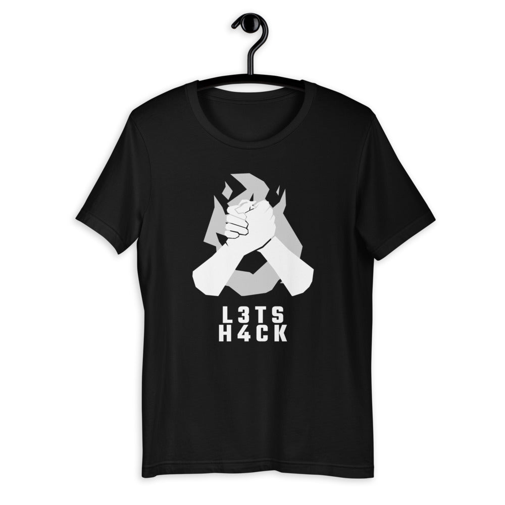 L3ts H4ck - Short-Sleeve Unisex T-Shirt (white text)