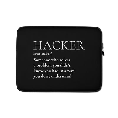 HACKER noun. [hak-er] - Laptop Sleeve (white text)