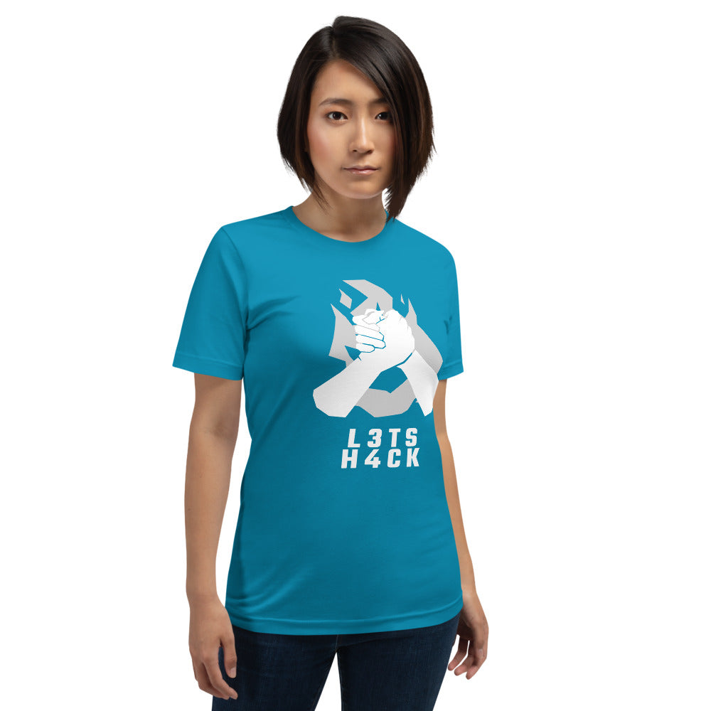 L3ts H4ck - Short-Sleeve Unisex T-Shirt (white text)