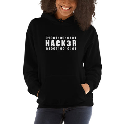 0100110010101  Hack3r - Hooded Sweatshirt (white text)