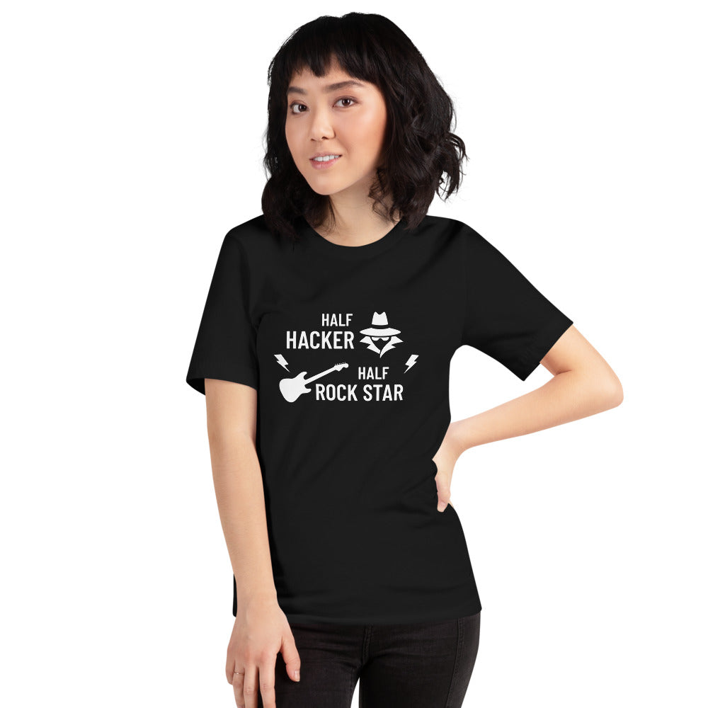 Half Hacker Half Rock Star - Short-Sleeve Unisex T-Shirt (white text)