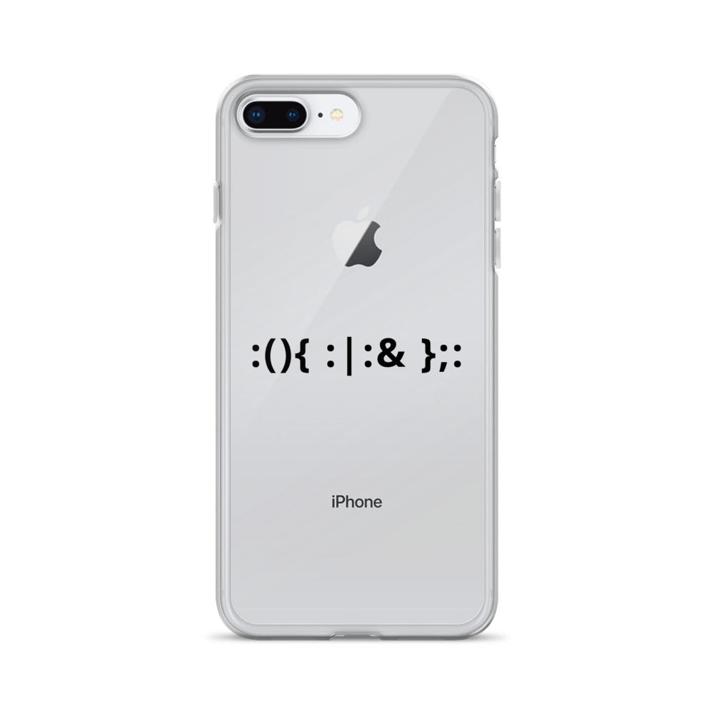 Linux Hackers - Bash Fork Bomb - Black Text iPhone Case