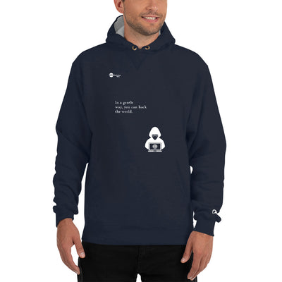 You can hack the world - Champion Hoodie (white text)