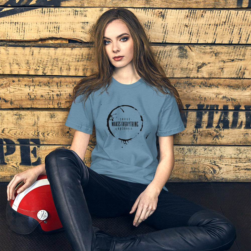 Coffee makes everything hackable - Short-Sleeve Unisex T-Shirt (black text)