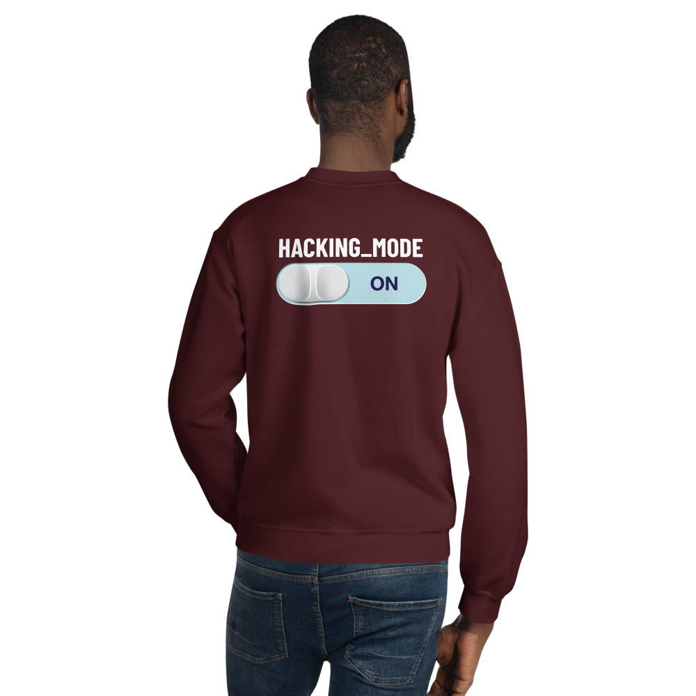 Hacking mode ON - Unisex Sweatshirt (white text)