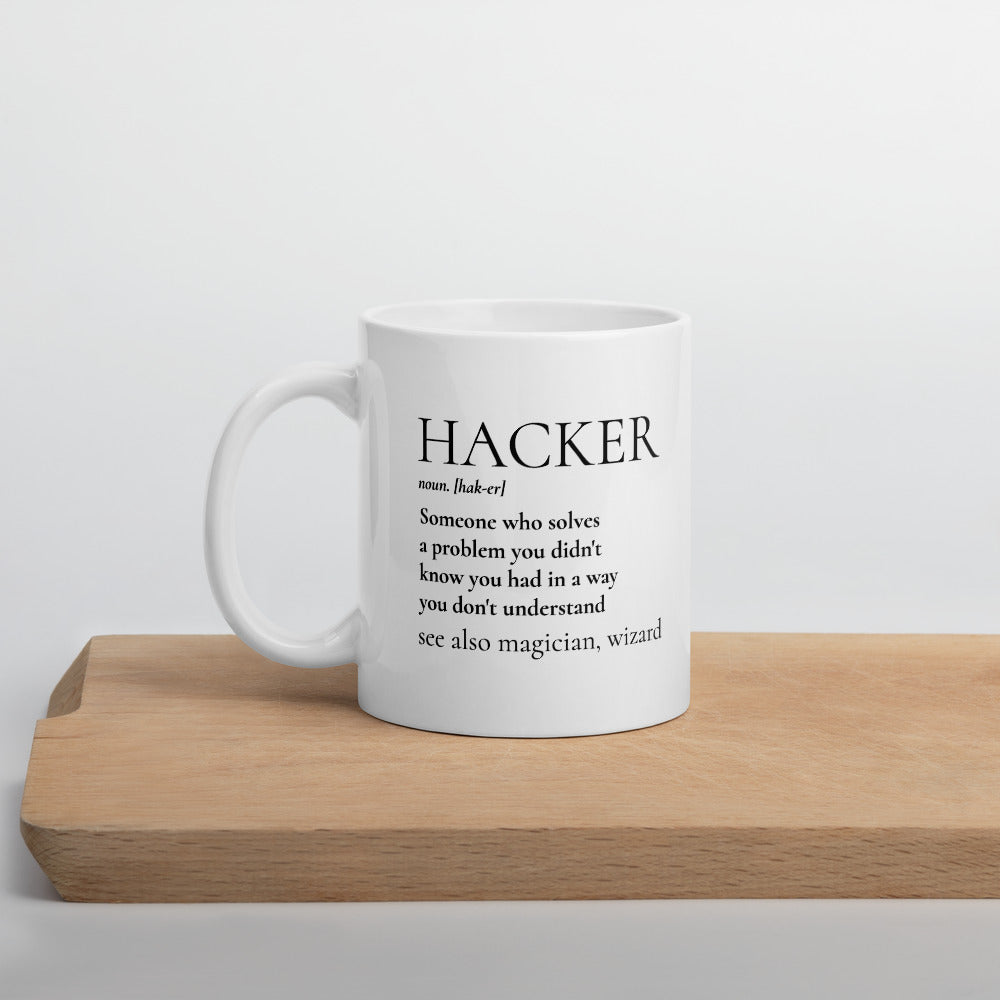 HACKER noun. [hak-er] - Mug