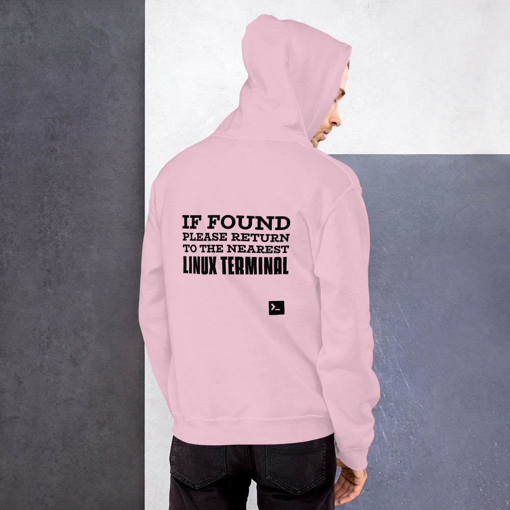 If found please return to the nearest linux terminal - Unisex Hoodie (black text)