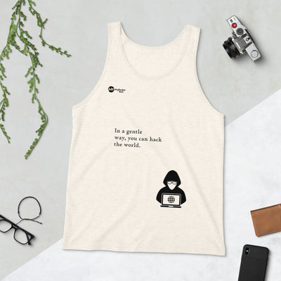 You can hack the world - Unisex  Tank Top (black text)