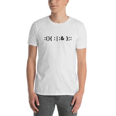 Linux Hackers - Bash Fork Bomb - Black Text Short-Sleeve Unisex T-Shirt