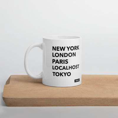 New York London Paris Localhost Tokyo 127.0.0.1 -Mug