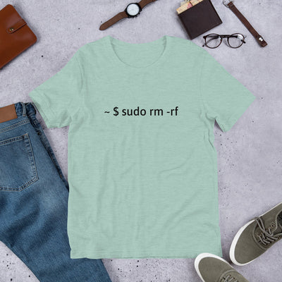 sudo rm -rf  - Short-Sleeve Unisex T-Shirt (black text)