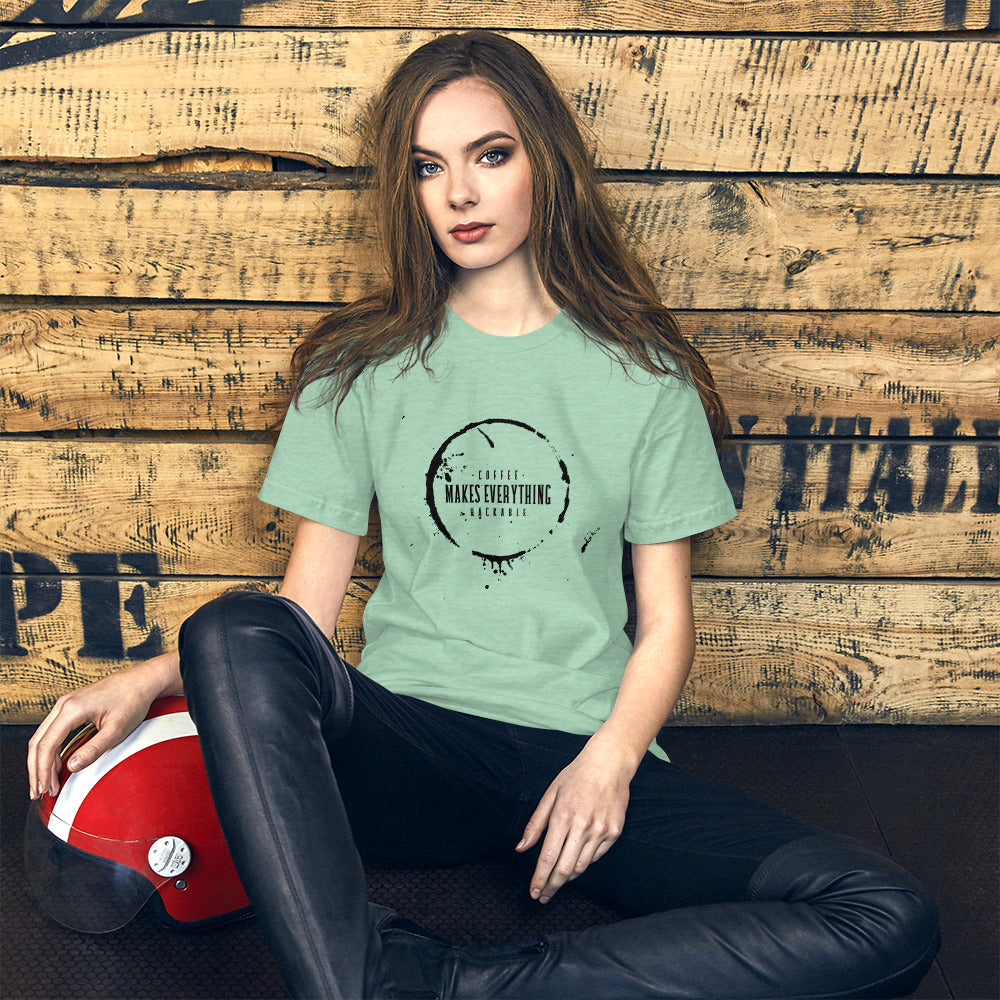 Coffee makes everything hackable - Short-Sleeve Unisex T-Shirt (black text)