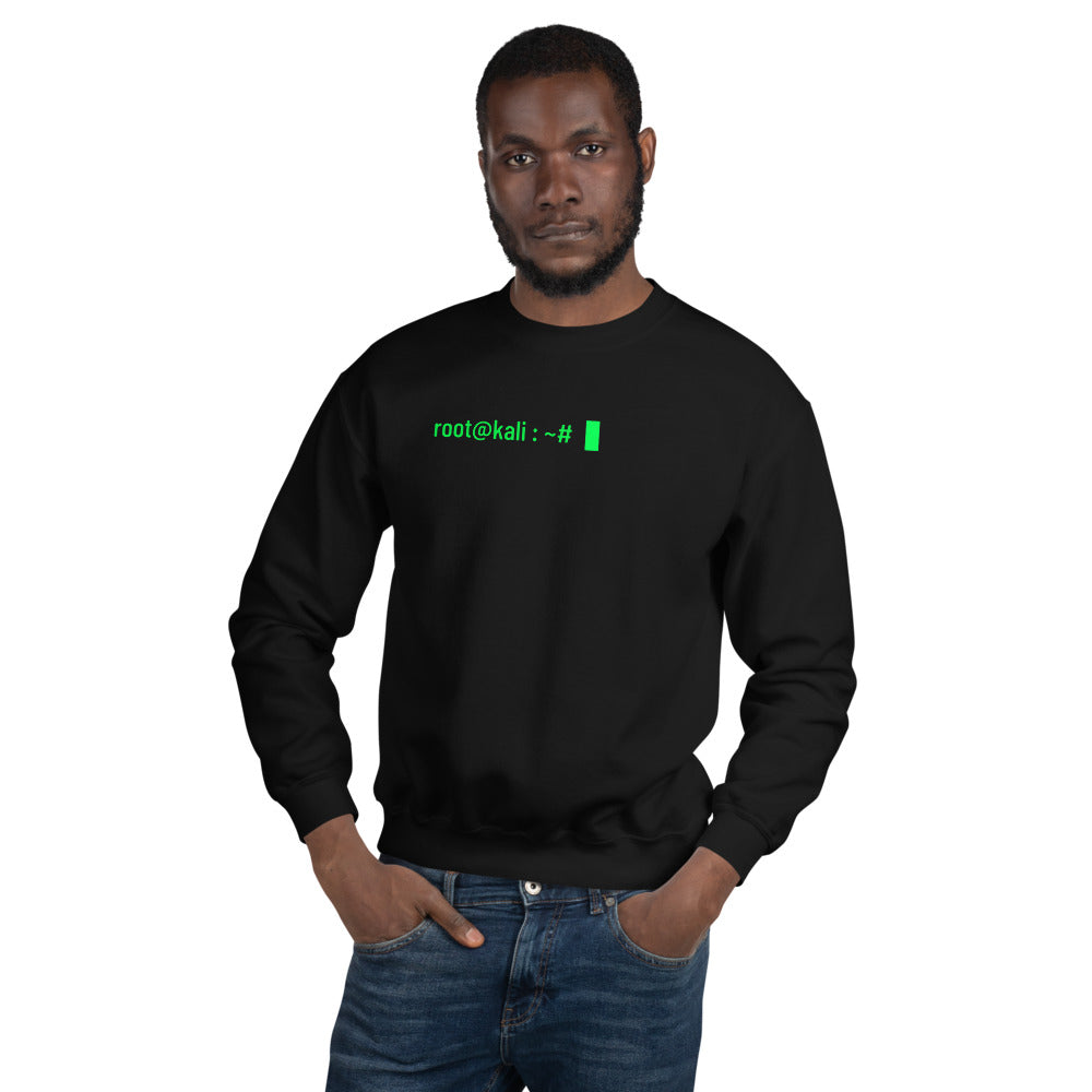 root@kali : ~# - Unisex Sweatshirt (green text)