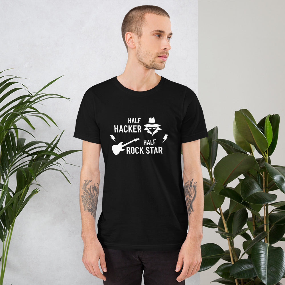 Half Hacker Half Rock Star - Short-Sleeve Unisex T-Shirt (white text)
