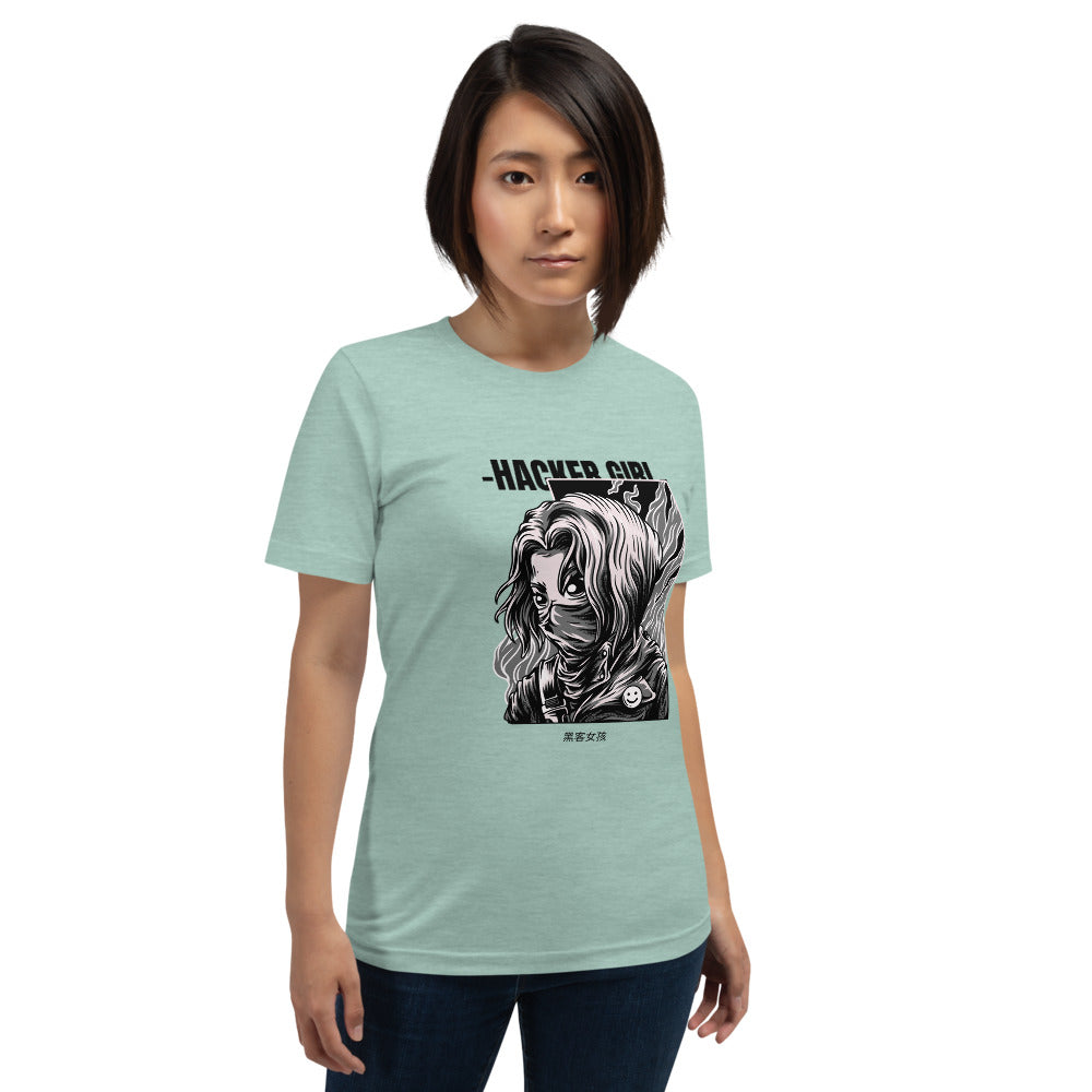 Hacker girl - Short-Sleeve Unisex T-Shirt (black text)