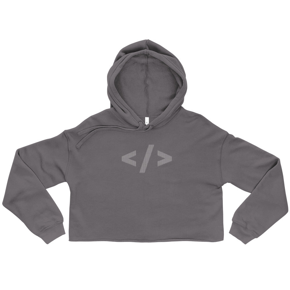 Culture of code in ASCII characters - Crop Hoodie(white text)