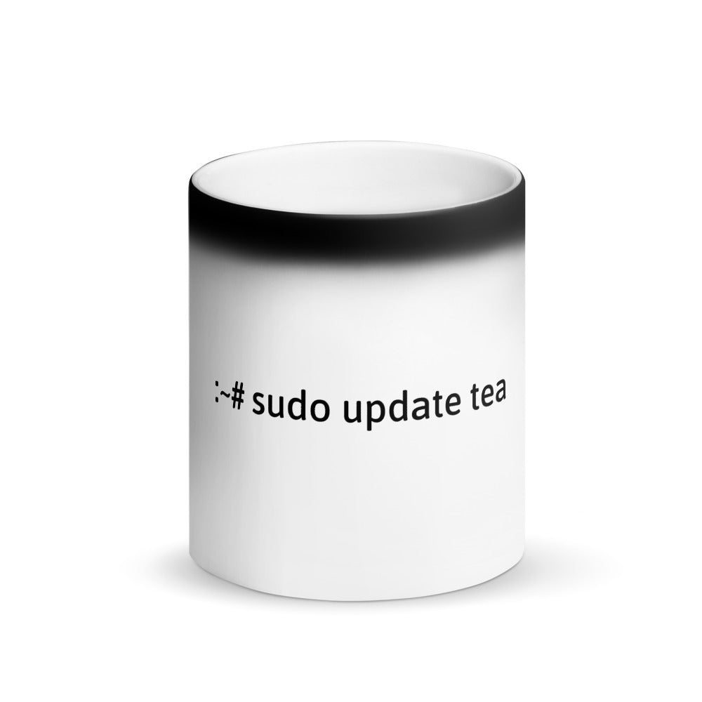 "sudo update tea" Hacker Mug (Matte Black Magic)