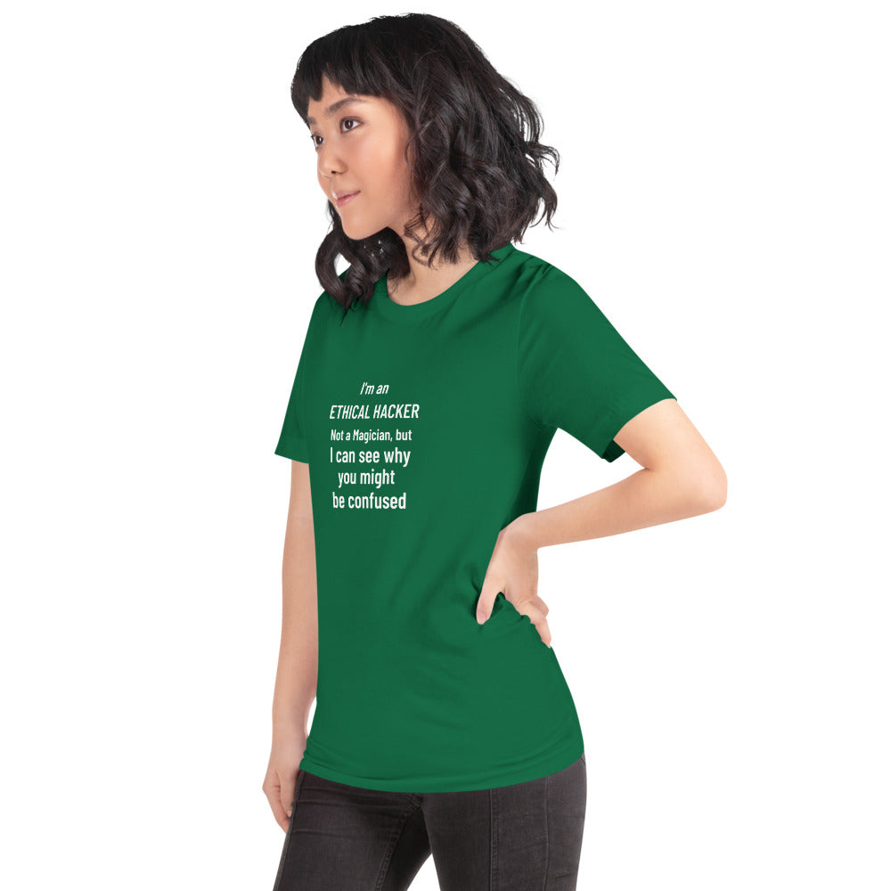 I'm an ethical hacker - Short-Sleeve Unisex T-Shirt (white text)