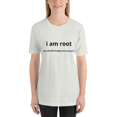 i am root - Short-Sleeve Unisex T-Shirt (black text)
