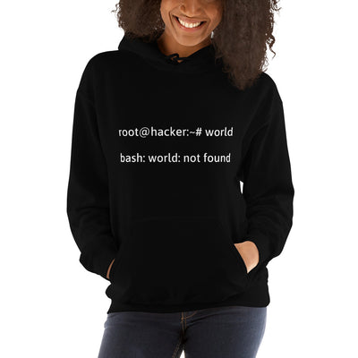 Linux Tweaks - world not found - Hooded Sweatshirt (black text)