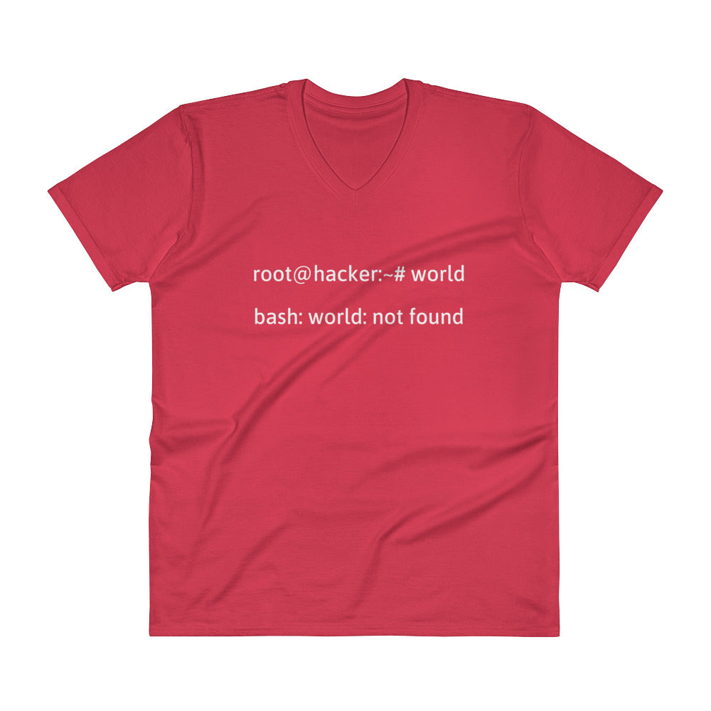 Linux Tweaks - world not found - V-Neck T-Shirt (white text)