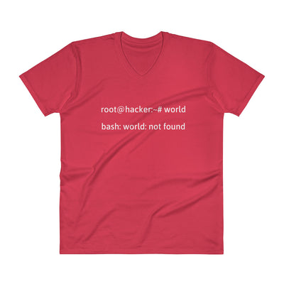 Linux Tweaks - world not found - V-Neck T-Shirt (white text)