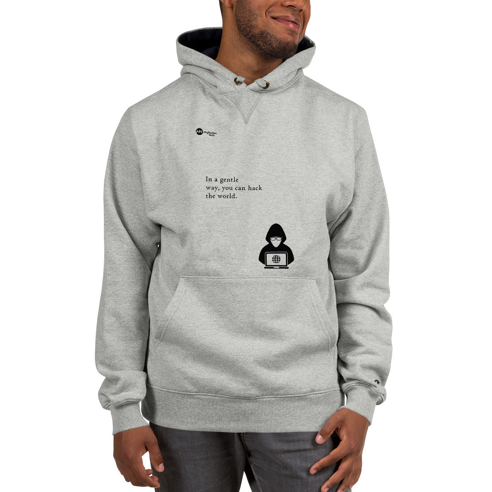 You can hack the world - Champion Hoodie (black text)