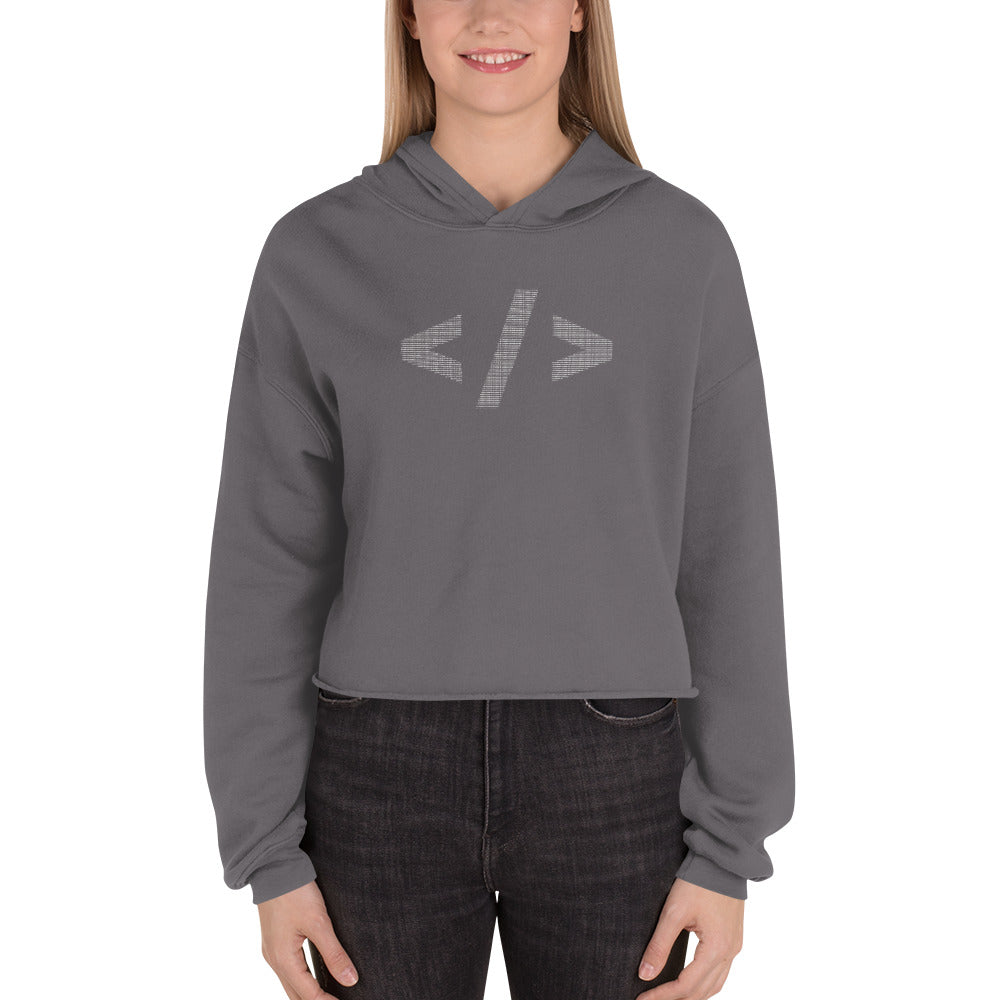 Culture of code in ASCII characters - Crop Hoodie(white text)