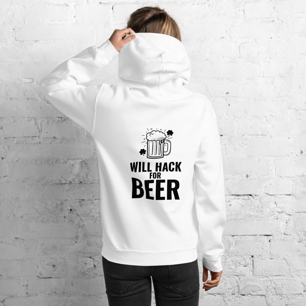 Will hack for beer - Unisex Hoodie (black text)