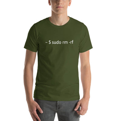 sudo  rm -rf - Short-Sleeve Unisex T-Shirt (white text)