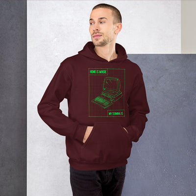 Home is where my terminal is - Unisex Hoodie (green text)