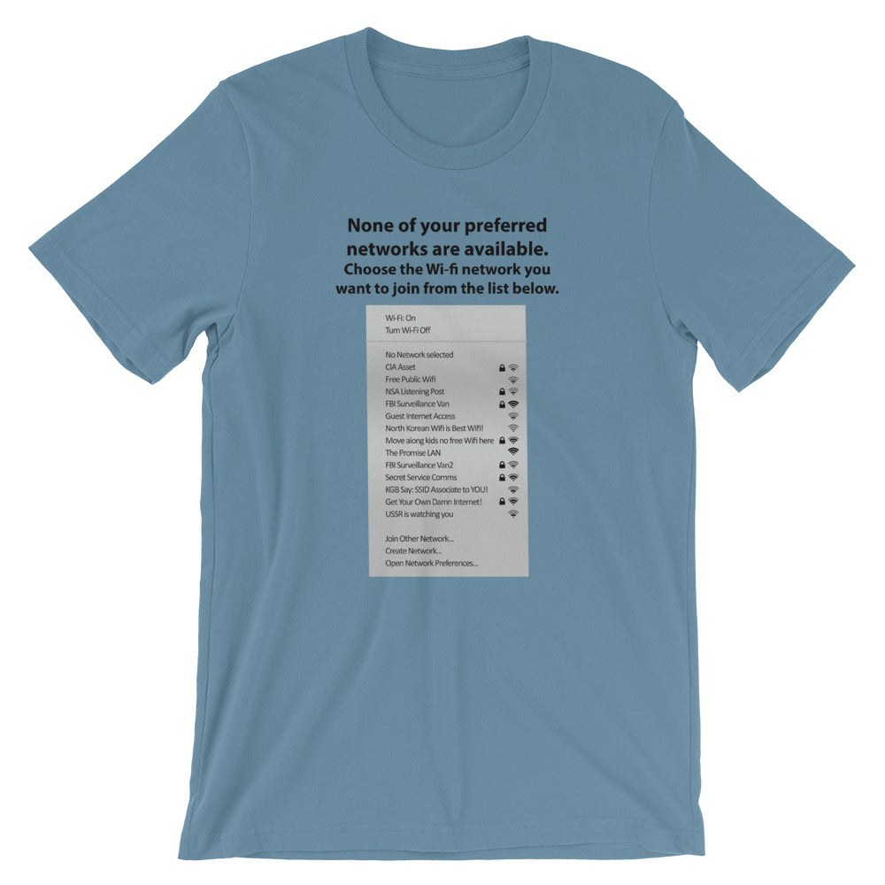 None of your preferred networks are available - Short-Sleeve Unisex T-Shirt (black text)