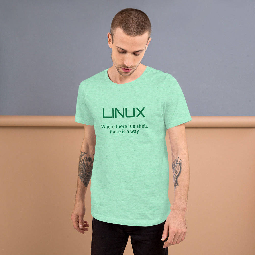 LINUX, where there is a shell - Short-Sleeve Unisex T-Shirt (green text)