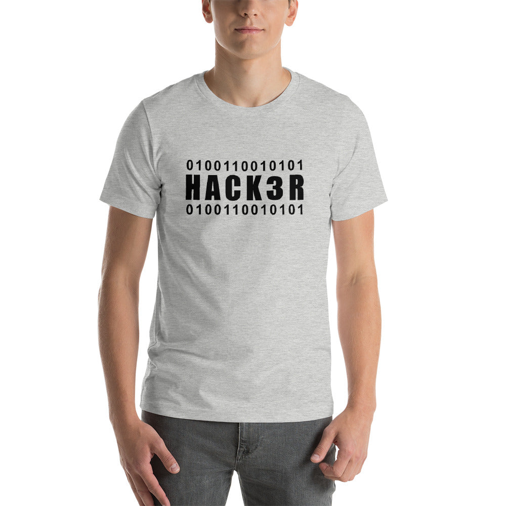0100110010101 Hack3r - Short-Sleeve Unisex T-Shirt (black text)