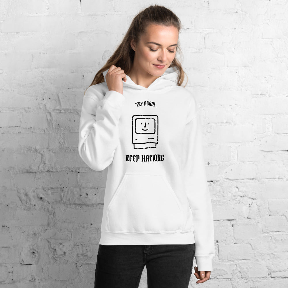 Keep hacking - Hooded Sweatshirt (black text)