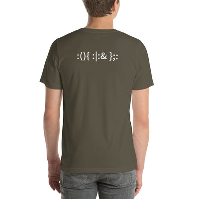 Linux Hackers - Bash Fork Bomb - White Text Short-Sleeve Unisex T-Shirt ( with back design)