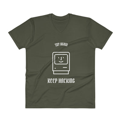 Keep hacking  - V-Neck T-Shirt (white text)