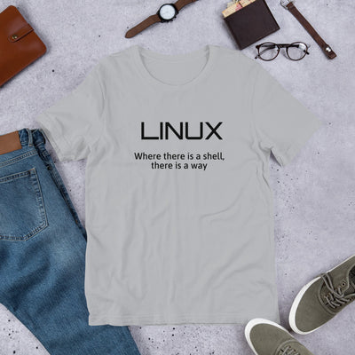 LINUX, where there is a shell - Short-Sleeve Unisex T-Shirt (black text)
