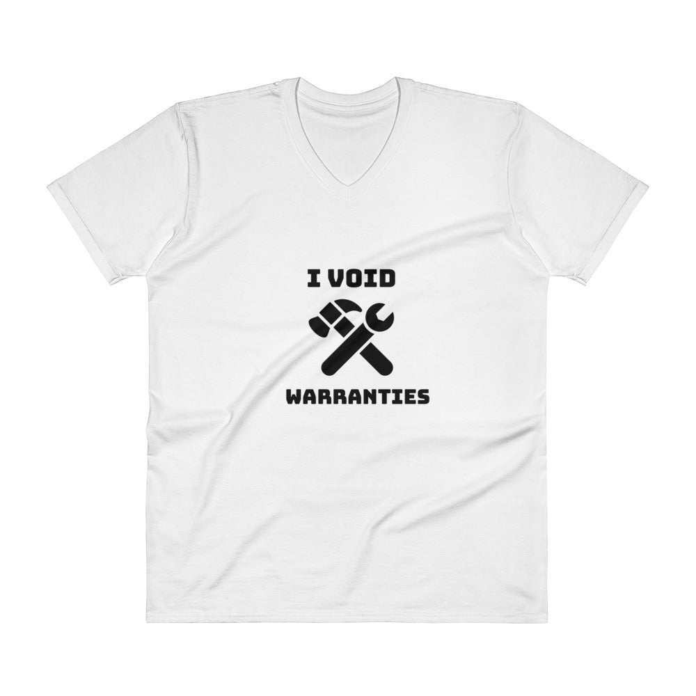 I void warranties - V-Neck T-Shirt (black text)