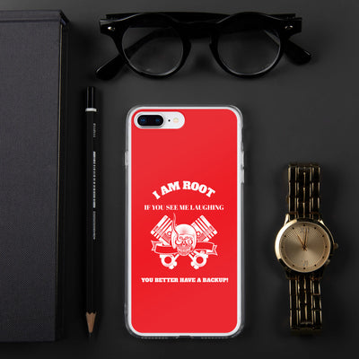 I Am Root If You See Me Laughing You Better Have A Backup - iPhone Case (red)