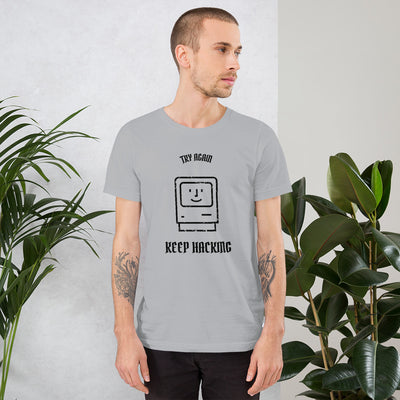 Keep hacking - Short-Sleeve Unisex T-Shirt (black text)