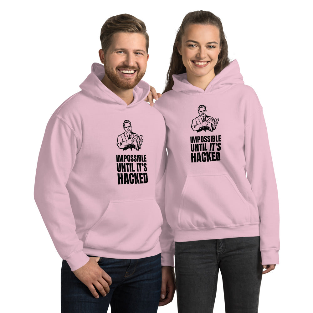 Impossible until it's hacked - Unisex Hoodie (black text)