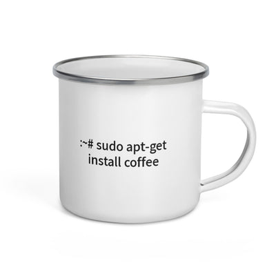 sudo apt-get install coffee - Enamel Mug