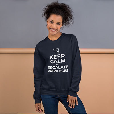 Keep calm and escalate privileges - Unisex Sweatshirt (white text)