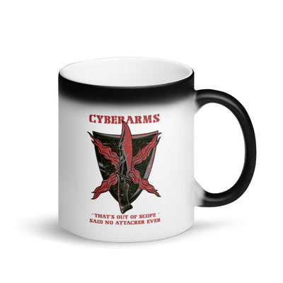 CyberArms - Matte Black Magic Mug (red design)
