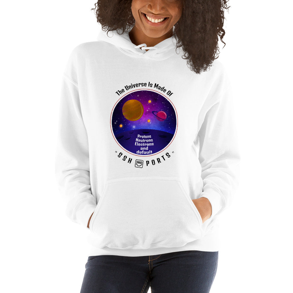 The Universe Is Made Of Default SSH Ports - Unisex Hoodie (black text)