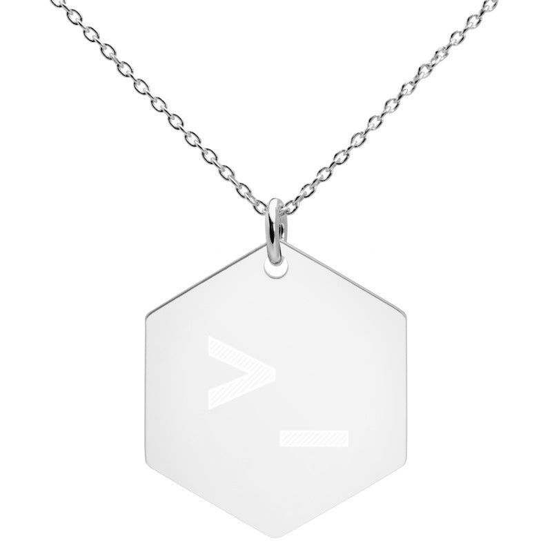 CLI - Engraved Silver Hexagon Necklace
