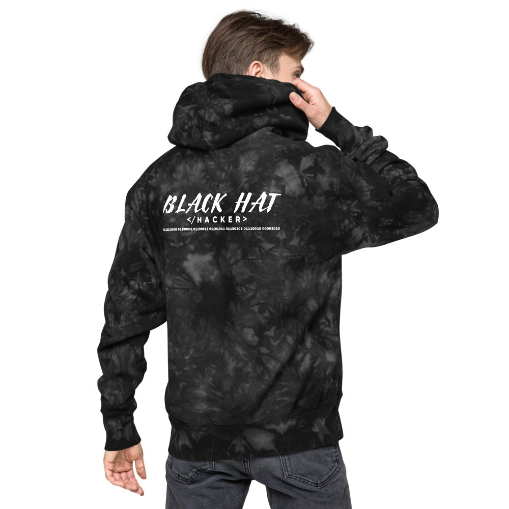 Black Hat Hacker V2 - Unisex Champion tie-dye hoodie (back print)