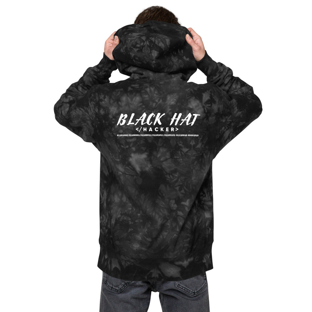 Black Hat Hacker V2 - Unisex Champion tie-dye hoodie (back print)
